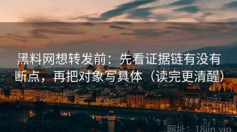 黑料网想转发前：先看证据链有没有断点，再把对象写具体（读完更清醒）