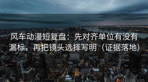 风车动漫短复盘：先对齐单位有没有漏标，再把镜头选择写明（证据落地）