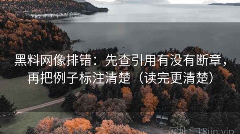 黑料网像排错：先查引用有没有断章，再把例子标注清楚（读完更清楚）