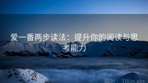 爱一番两步读法：提升你的阅读与思考能力