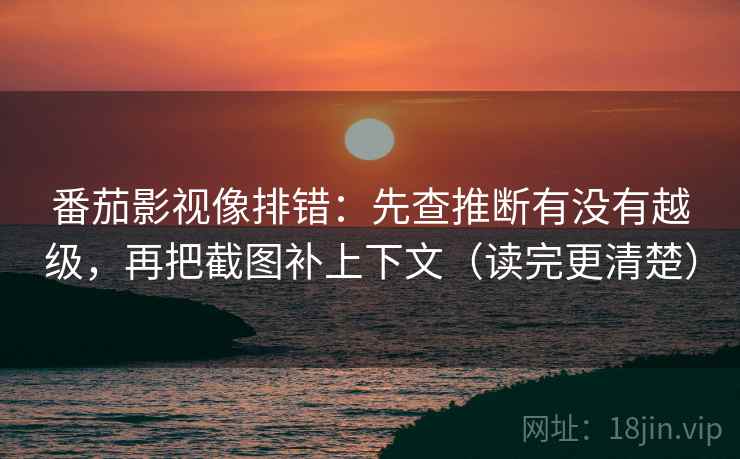 番茄影视像排错：先查推断有没有越级，再把截图补上下文（读完更清楚）